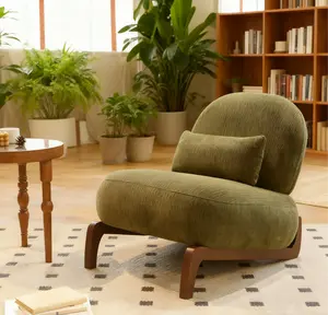 Cute Accent Chair with Solid Wood Legs,  Velvet Living Room Chair with Soft Cushion,  Cozy Bedroom Chair,  Comfy Armless Reading Chair for Apartment,  Waiting Room,  Balcony