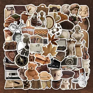 90pcs Vintage Brownish Tone Journal Stickers Pack, Retro Object Element Stickers, Decorative Notebook Stickers for Gifts, Water Bottles, Laptops, Phones