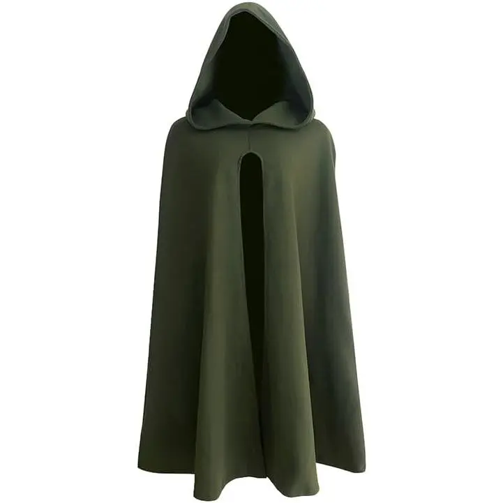 Green Medieval Hooded Cloak for Men Renaissance Wizard Themed Halloween CostumesTikTokShopBlackFriday