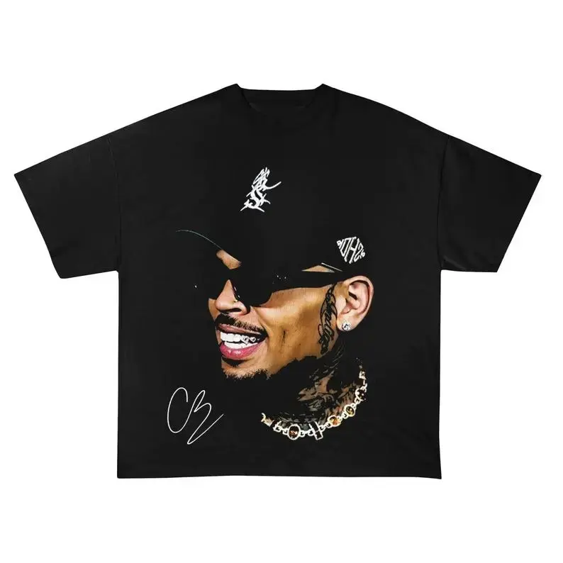 The Face Of Breezy CBrown Printed T-Shirt, R&B Artist Fan Top, Supporter Apparel, Unisex Urban Casual Tee