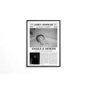 Jaden Hossler Retro Newspaper Poster No Frame / Angels & Demons Poster / Lyrics Print / Tell Me About Tomorrow Poster / Music Gift