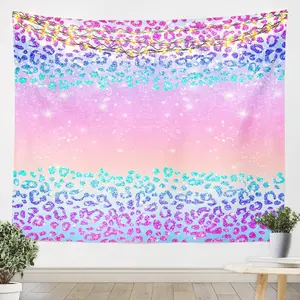 Leopard Print Wall Blanket Multicolor,Large 59W"x82L" Cheetah Tapestry,Safari Wall Hanging,Room Decor Colorful Wild Animal WallArt Lightweight Posters