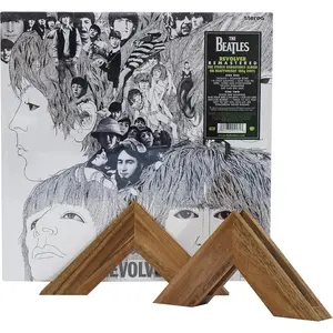 Tapeera Wooden Triangle Vinyl Record Stand Wall Mount - No Drill Wooden Vinyl Record Holder Accessories - Vinyl Record Display LP Floating Shelf - Album Frame For Vinyl Record No Screw (2 Stands)
