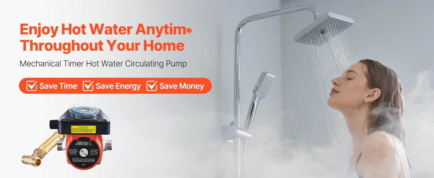Hot Water Recirculating Pump With Bypass Valve, Instant Recirculation Kit With Timer, Adapter, Circulation System, Stainless Steel Head, 0.13 HP, 110-120V, For Tank Water Heaters In Homes Hot Water Recirculating Pump With Bypass Valve, Instant Recirculation Kit With Timer, Adapter, Circulation System, Stainless Steel Head, 0.13 HP, 110-120V, For Tank Water Heaters In Homes
