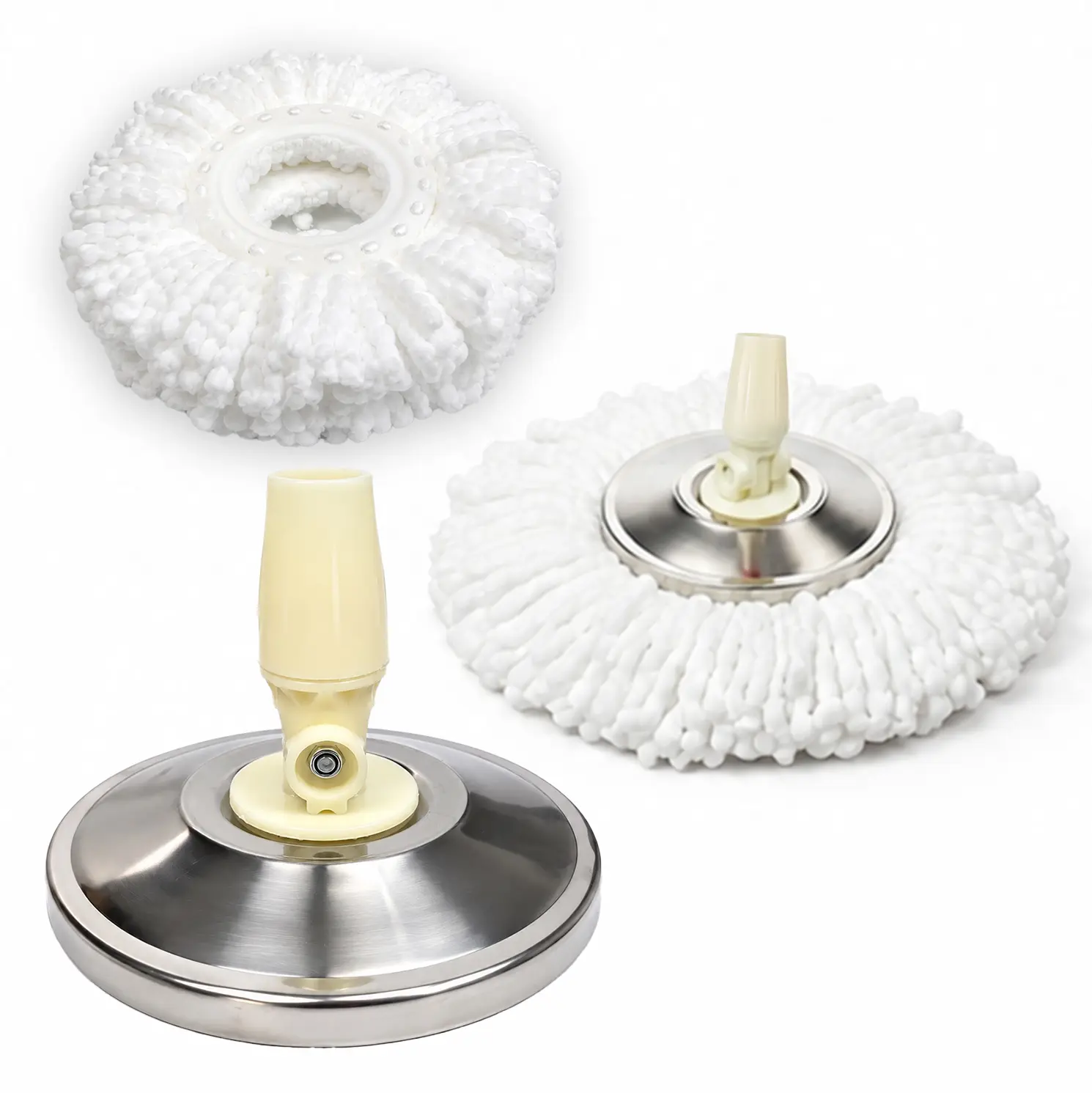 2 Pack Spin Mop Replacement Heads for 360 Spin Mop System, Microfiber Mop Refills with Round Head Design, Standard Size Easy-Wring Mop Head Replacement for Tile Hardwood Laminate Vinyl Floor Household Cleaning