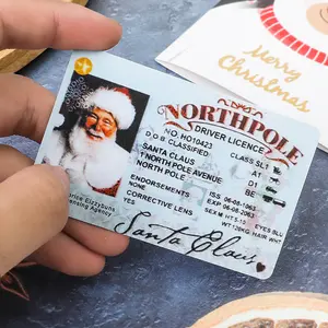 5/10Pcs Santa Claus Flying Drivers Licence Christmas Gift Cards For Children Kids 2025 New Year Party Decoration Supplies