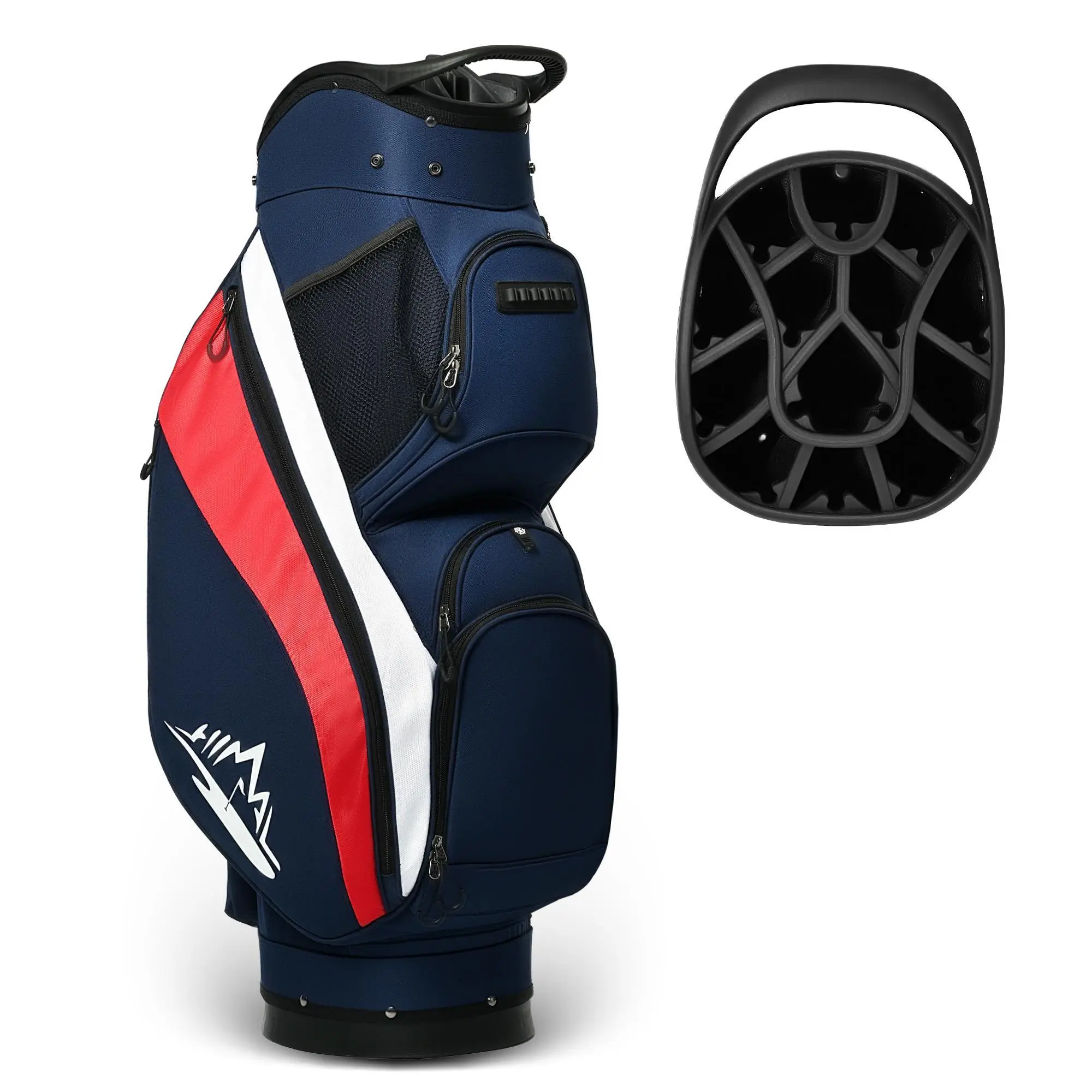 UNIHIMAL Sleek Golf Cart Bag with 14-Way Organizer Top & Full-Length Dividers, Premium Golf Accessories with Cooler Pocket & Stable Cart Base, Anti-Tangle Slots, Cooler Sleeve, Rain Hood, Stable Fit, Adjustable Shoulder Strap, Portable Golf Club Bags