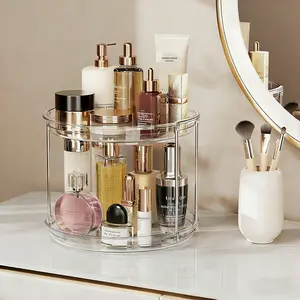 2-Tier Lazy Susan Turntable Organizer,2-Tier Rotating Makeup Organizer, Spinning Skincare High-Capacity Organizer, Spinning Organization Tray for Kitchen, Pantry, Countertop, Closet, Bathroom, Vanity, Medicine Cabinet Organizing, Multi-Function Storage Ca