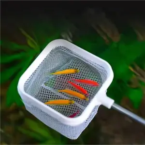 Aquarium Square Fishing Net With Suction Cup Extendable Long Handle Fishing Gear For Catching Fish Shrimp Tank Clean Supplies