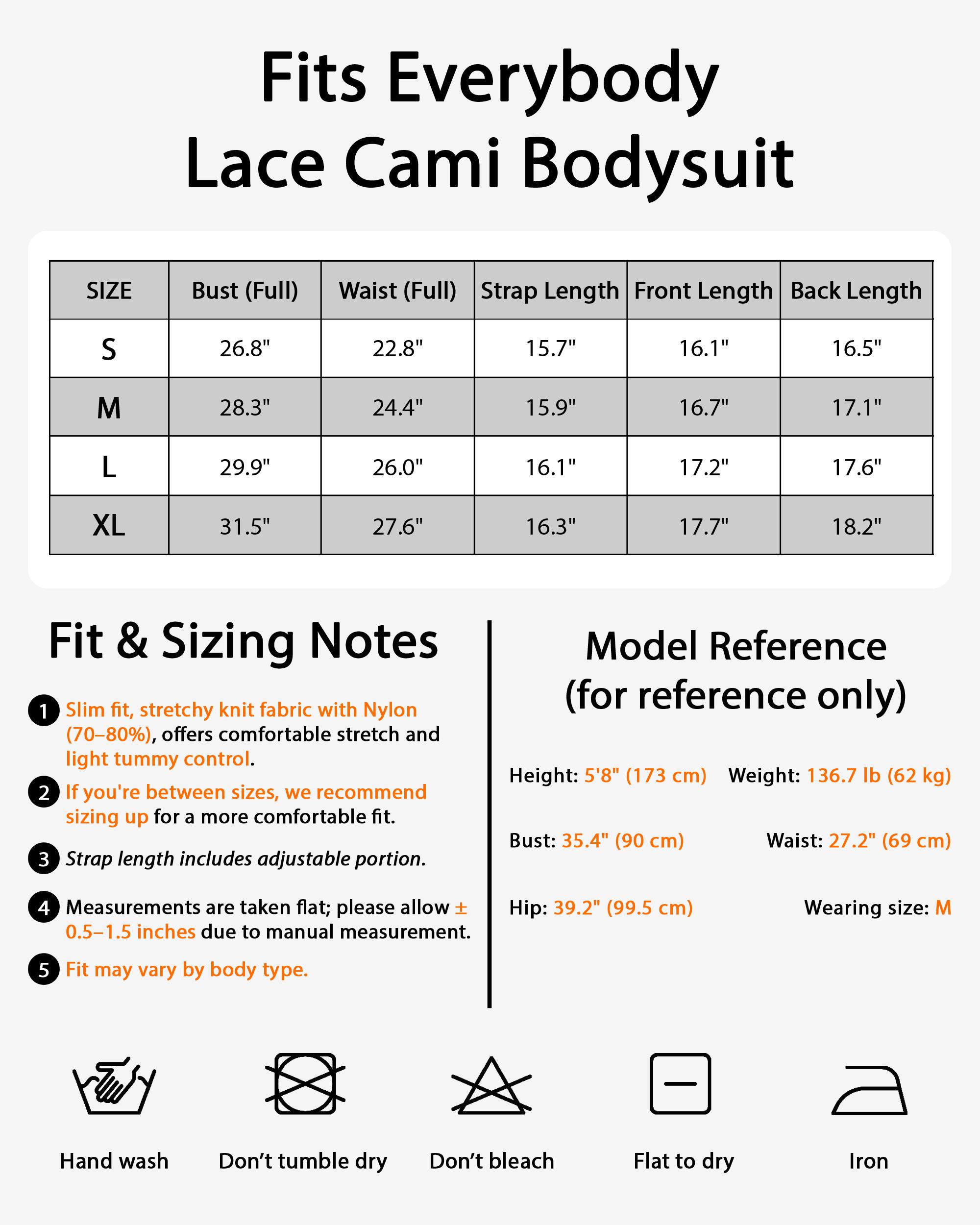 Fits Everybody Lace Cami Bodysuit – Soft Stretch Slim Fit Layering Top with Adjustable Straps