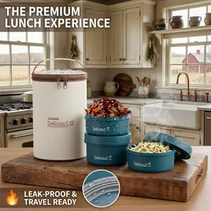 3-Piece 304 Stainless Steel Lunch Box Set, Leak-Proof Bento Box (1 Large, 2 Small) - Durable Meal Prep Food Containers for School, Work & Travel, BPA-Free, Versatile 3-In-1 Combo