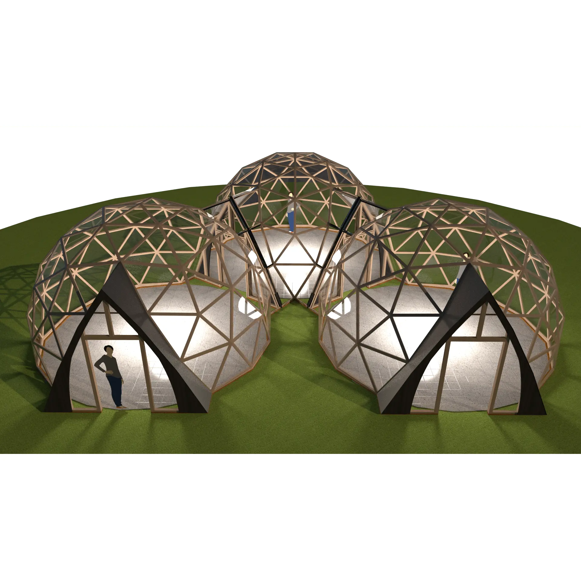 Vaulted Doorway and Connecting Tunnel for 3v geodesic domes - 12'8, 15', 20' (4m, 4.5m, 6m) Full woodworking plans, imperial and metric