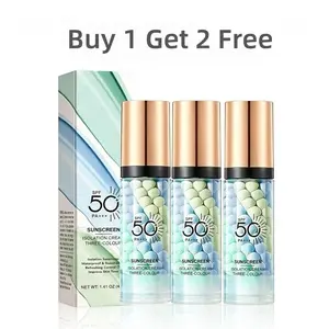 【Buy 1 Get 2 Free】3-In-1 Color Correcting Primer SPF 50 UV, Brightening Oil Control Moisturizer Cream, Long-Lasting Makeup Base for Flawless Skin Tone  Facial Sunscreen