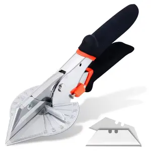 Replaceable Blade Miter Shears, Multifunctional Trunking Shears for Angular Cutting of Moulding, Trim,Plastic,PVC,Weather Stripping, Adjustable at 45 to 135 Degrees, Including 2 Replacement blades