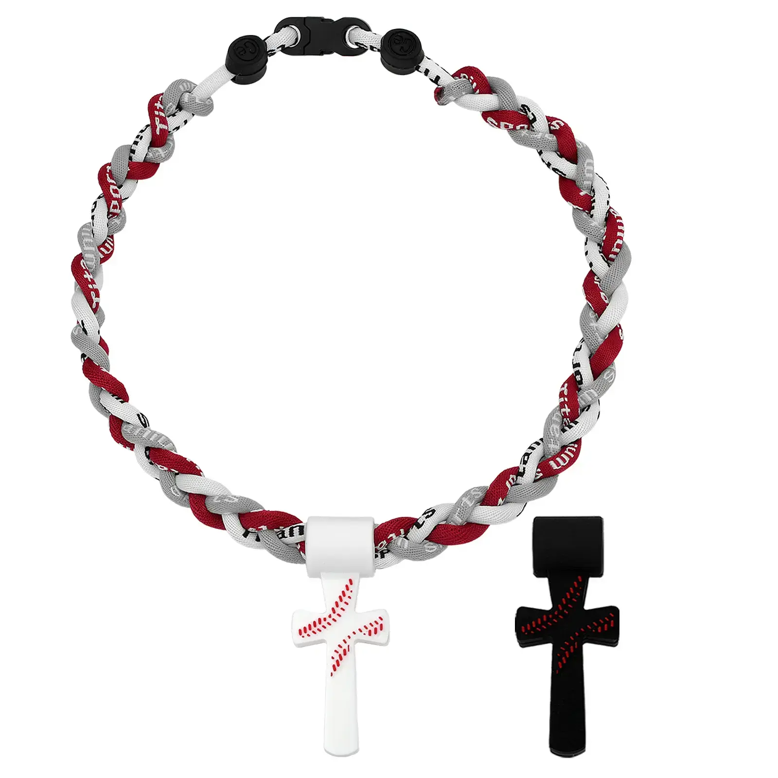 Kids Stuff Male Baseball Necklaces for Boys 8-12, Triple-Rope Tornado Sports Necklace with Cross Charm Pendant, Soft Silicone & Rope Jewelry, Inspirational "I CAN DO ALL THINGS PHL4:13", White, gift for son/grandson.18.11in outdoorfun