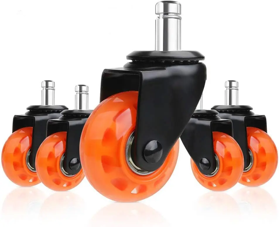Sports Office Chair Caster Replacement Wheel for Hardwood Floor and Carpet,2" Heavy Duty Universal Floor Safe Caster Set of 5,Rubber Wheels Office Chair to Replace Office Chair mats,fits 98% Chairs