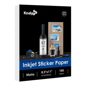 Koala Matte Sticker Paper - 100 Sheets, 8.5x11" for Inkjet & Laser Printers, Custom Logo & Business Signs, Office & Home Decoration