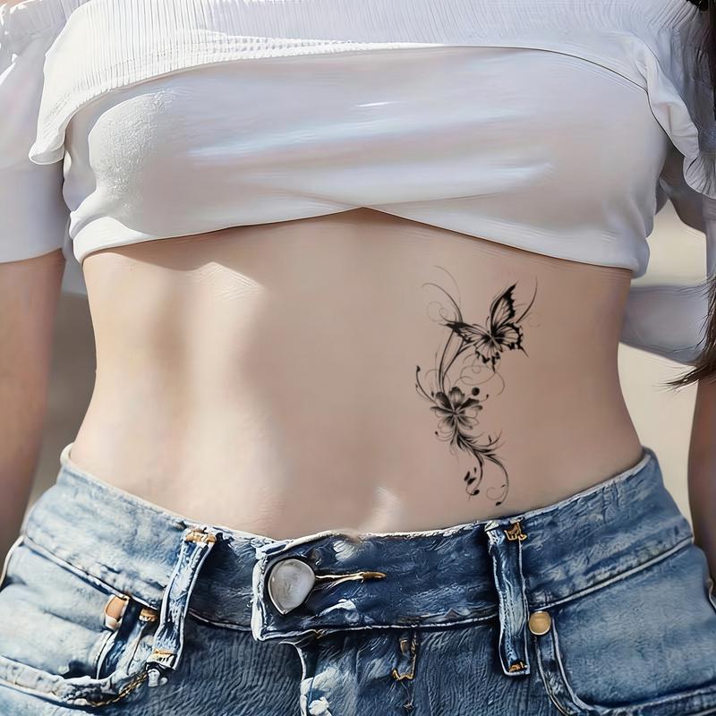 Herbal Temporary Tattoo Stickers 4pcs - 10 Seconds to Stick Stays Vibrant for 7+ Days Butterfly Design temporary tattoo sticker