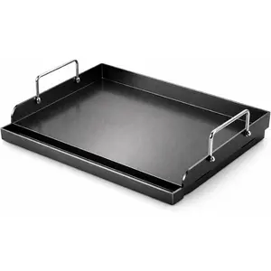 17" x 13" Nano-Ceramic Nonstick Griddle for Gas & Charcoal Grills – Universal Flat Top Griddle with Grease Groove/Reinforced Ridges/High Sidewalls, Perfect for Healthy Cooking,Parties & Camping