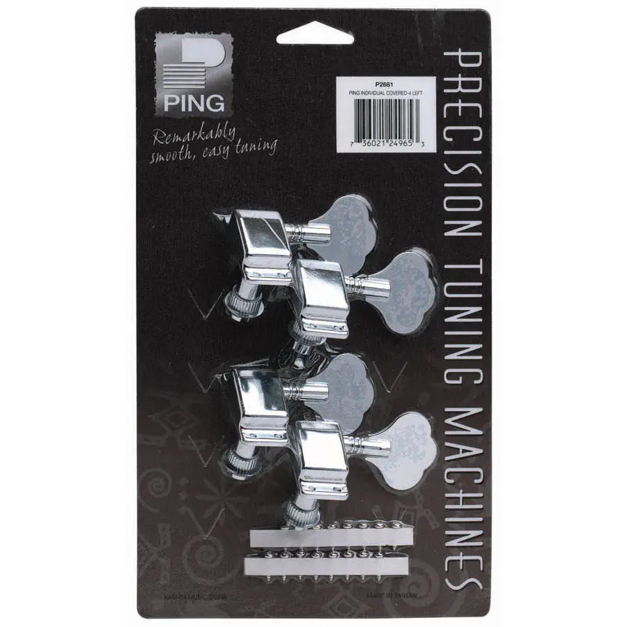 Ping Chrome Plated Tuning Machines - P2681-U 4-Piece Individual Covered Left Tuners with 3/8" Posts, Smaller Size, Polished Look, 0.05 lbs, Ideal for Gadget Lovers