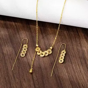 Five Emperors Coin Necklace and Earrings Set, Chic Minimalist Design, Luxury Fashion Jewelry for Women Premium DZXL3569 Crystal Statement