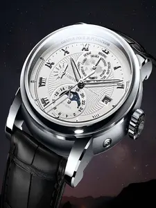 LOBINNl Men's Automatic Mechanical Watch, WaterproofBusiness Multi-Functional Watch, Valentine's Day Gift For Men