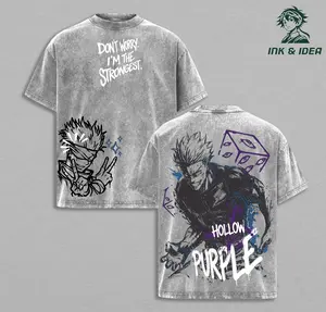 Gojo Satoru “Don’t Worry, I’m The Strongest” Vintage Anime Tee, Hollow Purple JJK Graphic Shirt, Sorcerer Streetwear T-Shirt