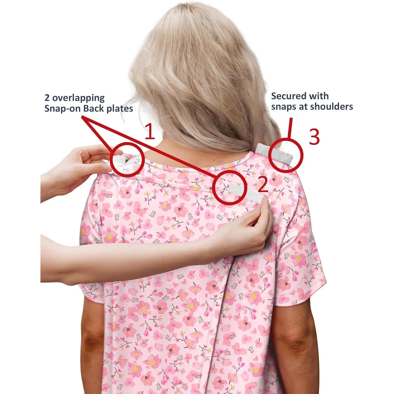 Women's Post Surgery Tear Away Snap Open Back Hospital Gown - Soft Adaptive Clothing Nightgown Dress for Shoulder Recovery Comfortable Easy Wear Patient Garment Women's Post Surgery Tear Away Snap Open Back Hospital Gown - Soft Adaptive Clothing Nightgown Dress for Shoulder Recovery Comfortable Easy Wear Patient Garment