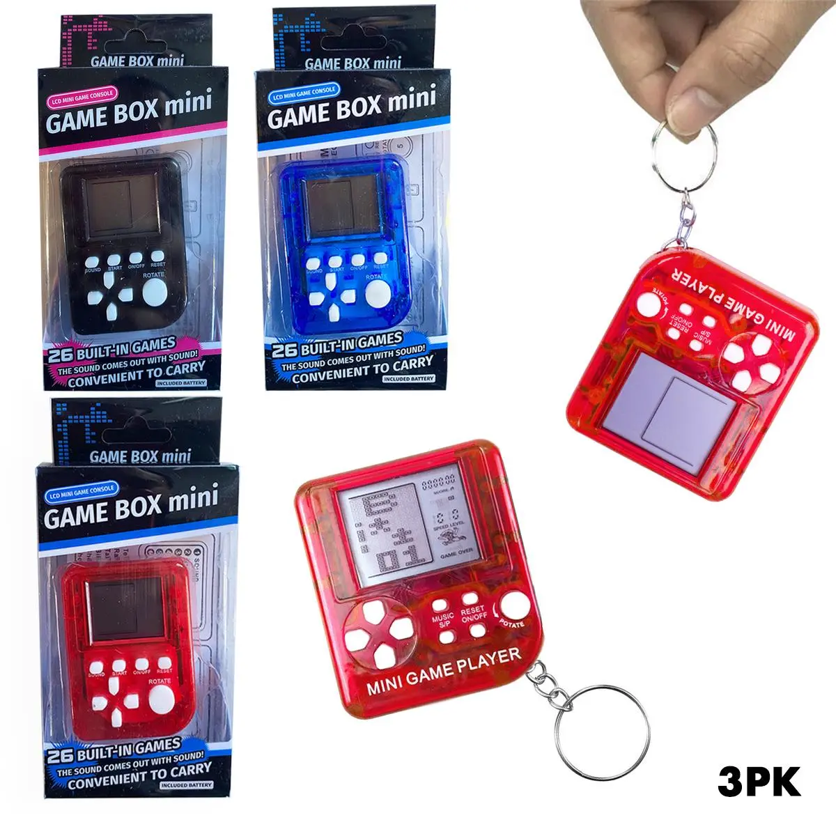 212 MAIN Retro Handheld Game Console Keychain - Transparent PVC Shell, Built-in 26 Classic Games Including Tetris, Convenient to Carry, Relieve Mood, Portable Phone & Electronics Accessory