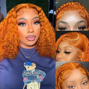 Ginger Deep Wave Bob Wig Human Hair Transparent HD 13x4 Lace Front Human Hair Wig Short Bob Wigs Human Hair Pre Plucked With Baby Hair