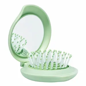Travel Hair Brush with Small Mirror, Gifts for Women, Compact Mirror with Mini Brush, Folding Purse Hairbrush, Mini Hair Brush and Mirror Combo, Kids Stocking Stuffers, Baby Yellow,1 Pack