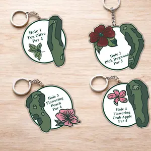 Masters Augusta 18-Hole Acrylic Keychain Set, Detailed Golf Course Layout Design, Premium Durable Lightweight Golf Lover Gift