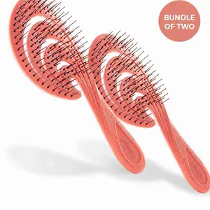 Ninabella Detangling Hair Brush for Women & Men - Does not Pull, Removes Tangles, Brushes for Straight, Curly & Wet Hair - Detangle Brush - Unique Wave Design Hairbrush (Bundle of 2)