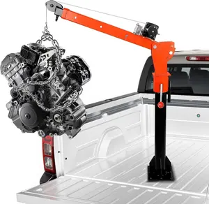 1500lb Pickup Truck Crane with 2500lb Electric Winch & 360° Swivel - Alloy Steel Truck Mounted Crane with Telescopic Arm, 48in Steel Cable, 12V DC - Jib Cranes for Heavy Duty Industrial Operations