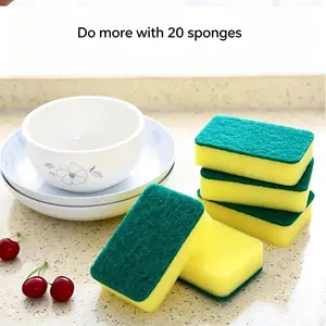 5-piece multifunctional square kitchen sponges - highly absorbent, removes rust and grease, double-layer design, suitable for tableware, cookware, and furniture