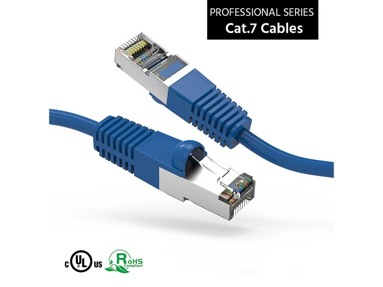 Nippon Labs Cat7 Shielded (SSTP) 600MHz Ethernet Network Booted Cable, 26AWG 3 Feet Gigabit LAN Network Cable RJ45 High Speed Patch Cable, Blue, 60CAT7-3BL