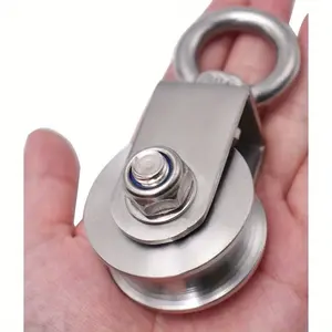 304 stainless steel pulley with two bearings-heavy duty, suitable for clothesline/rope, bearing up to 500 kg.