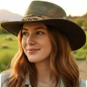 Distress Olive Vintage Shapable Fedora Cowboy Hat