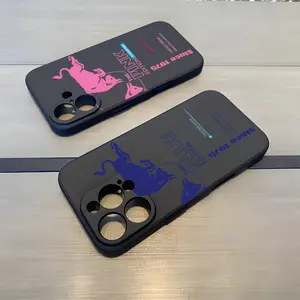 Fashion R-Red B-Bull Phone Case For iPhone 17 Air 16 e Pro Max 15 14 13 Mini 12 Pro 11 Max Plus Black soft shell
