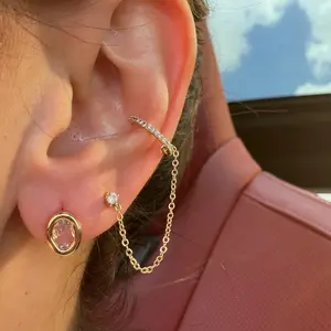 Crystal Chain Gold  SET Earcuff