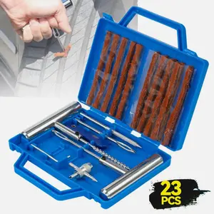23pc Tire Repair Kit for DIY Flat Tire Repair Car Truck Motorcycle & Home Plug Fix T-handle Puncture Tool Storage Box