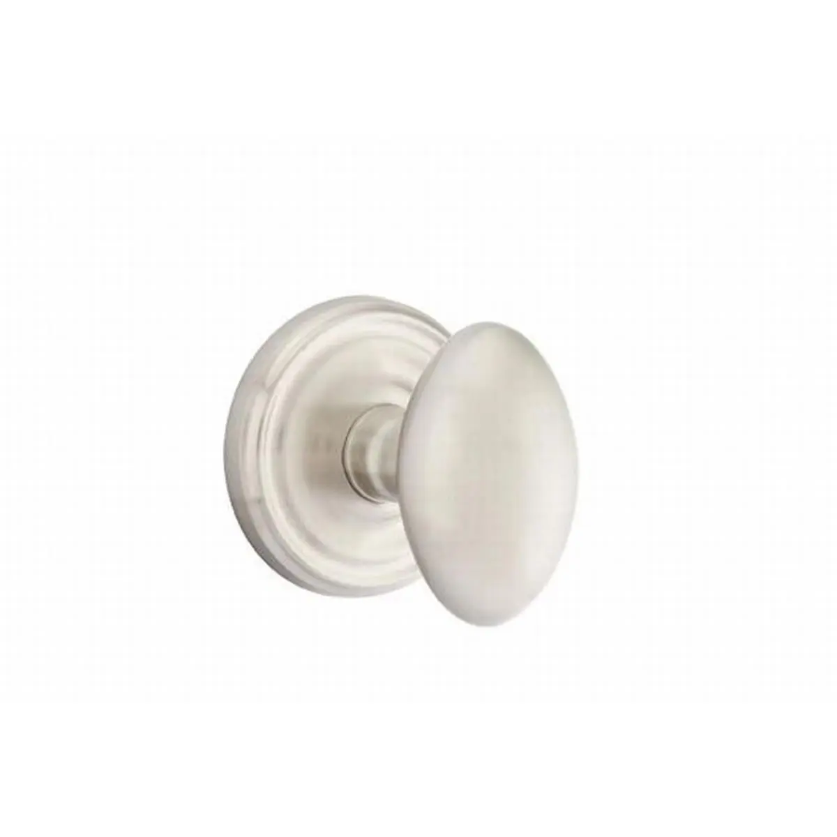 Emtek Egg Privacy Doorknob Set - Regular Rose, Satin Nickel, Solid Brass Construction, Full Lip Square Corner Strike, Standard Door Prep & Installation, 2-3/8" & 2-3/4" Backset for Bathrooms