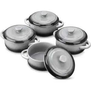 Mini Cocotte with Lid,12 OZ Small Casserole Dish for Oven,Mini Casserole Dish,Individual Ramekins with ,Oven, Microwave & Dishwasher Safe,Set of 4