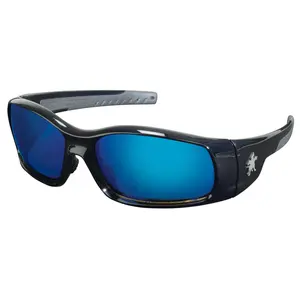 MCR Safety Swagger SR1 Safety Glasses Black Frame with Blue Diamond Mirror Lenses