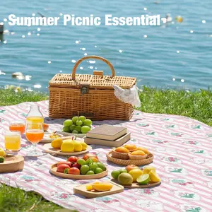 Waterproof Picnic Blanket with Cute Fruit Print, Extra Large Sandproof Beach Mat, Portable Foldable Outdoor Mat for Summer Picnic, Camping, Park, Beach, Hiking, Travel, Family Outdoor Essentials, Durable & Washable for All Season Use