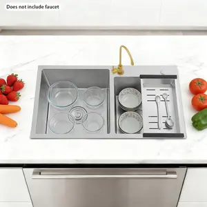 PureSink Double Bowl 30.7x16.9 Inch Stainless Steel Kitchen Sink with X-Shaped Guide Lines & Drainage Filter, Heavy Duty Soundproof & Anti-Condensation Coating, Under-Mount Workstation Sink for Kitchen, Garage, Laundry Room, Bar