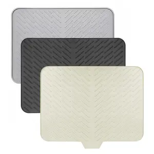 Large Size Silicone Dish Drying Mat With Drain Lip Heat Resistant Easy Clean Kitchen Counter Drain Pad Household Table Placemat-MM1