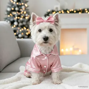 Premium silk pajamas for small/medium cats & dogs. Ultra-soft with a matching headband to ease pet anxiety. # Cute Pet Pajamas # Instagram Viral Pet Outfits # Loungewear