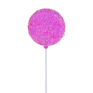 100mm Glitter Sprinkle Lollipop with Stick – Hot Pink