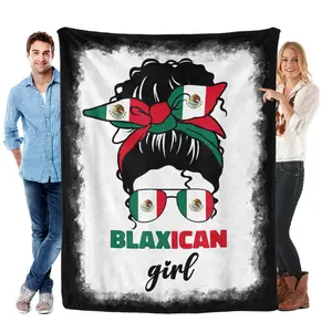Blaxican Mexican American Black Girl Mexico Flag Chicano Fun Flannel blanket Super Soft Flannel Blanket for Sofa Couch Bed Camping Travel - Plush Warm Home Decor for All Seasons